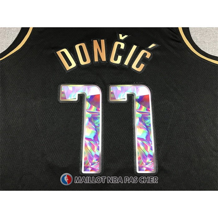 Maillot Golden Edition Dallas Mavericks Luka Doncic NO 77 2021-22 Noir
